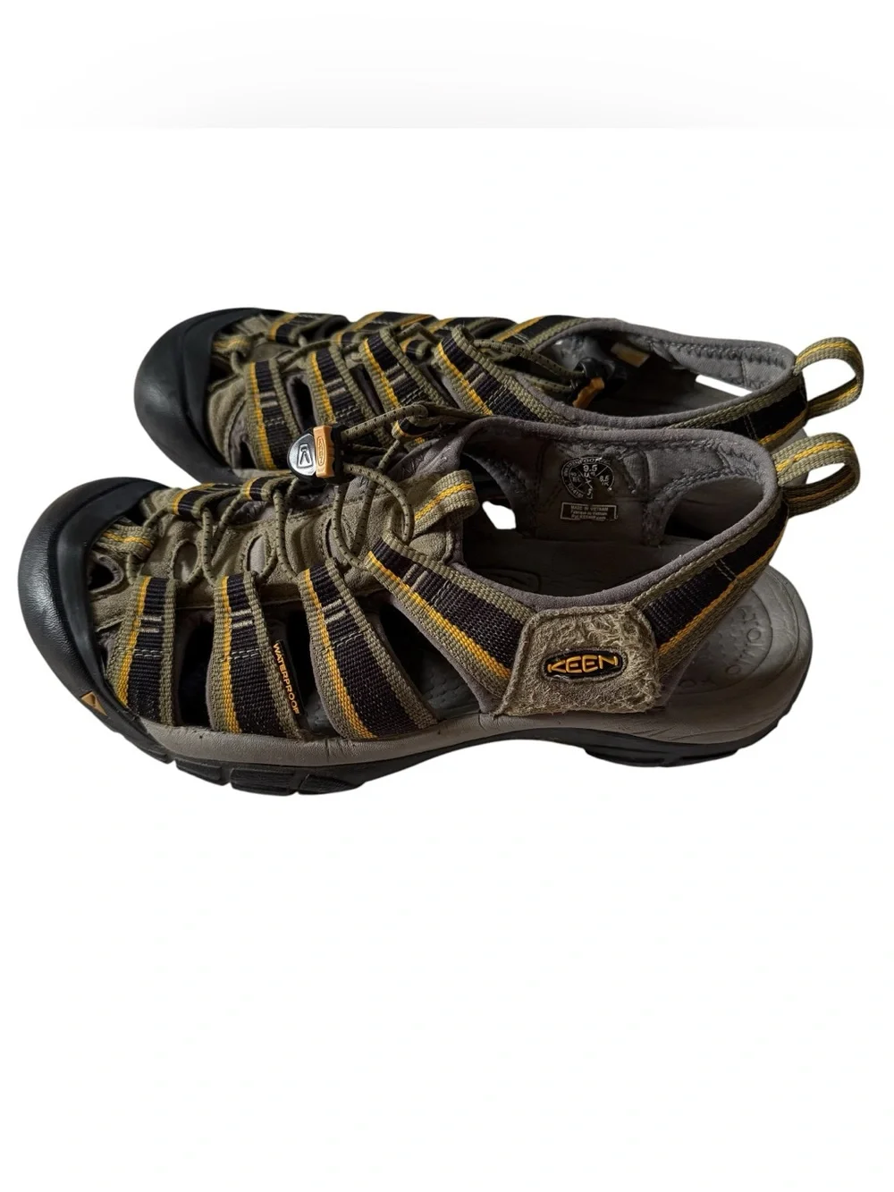 Keen Sandals Men Size 9.5 Green Yellow Black Adjustable Waterproof Anti Odor